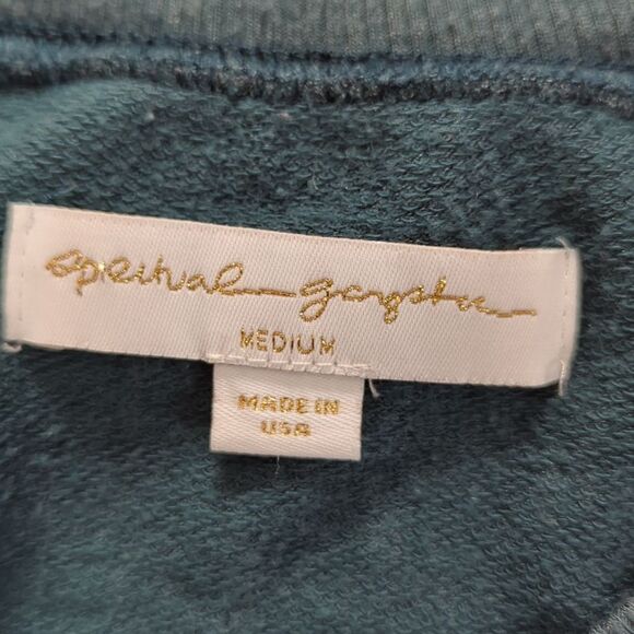 Spiritual Gangster Top Womens Medium Green Split Back Sweatshirt Lightweight - Picture 5 of 9
